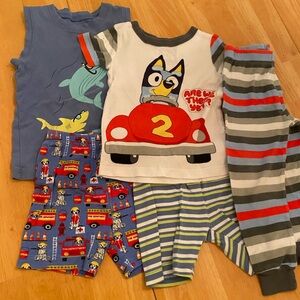 Kids Pajama Set with Car and Shark Designs